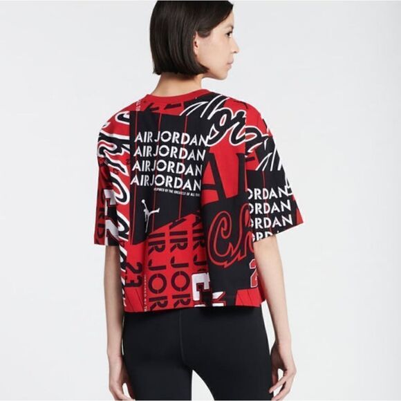Air Jordan 1 2 3 4 5 6 11 12 13 Bred OG Heritage Women's Crop Top Tee Shirt Red - Picture 10 of 16